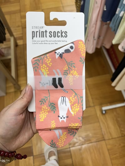 STREAM print socks 猫咪系列圖案中筒襪（23～25cm）5