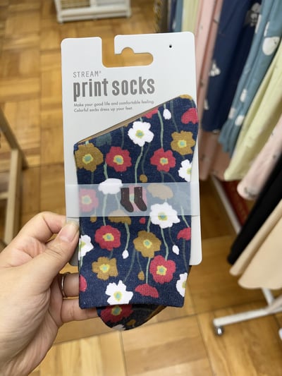 STREAM print socks 花系列 中筒襪 （23～25cm）3