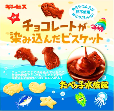 金必士 可可味水族館動物造型餅50g 一箱10盒2