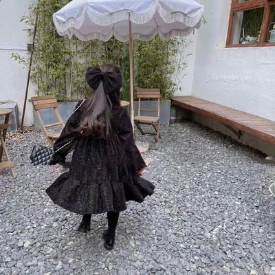 C1-032 聖誕新年金絲絨加絨加厚蝴蝶結連身裙公主裙送蝴蝶結4