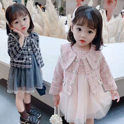 C1-056 小香風翻領外套加網紗背心裙套裝3