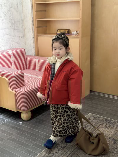 D1-024 夾棉毛領棉服兩面穿外套+加絨豹紋褲6