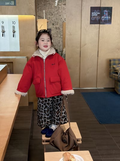 D1-024 夾棉毛領棉服兩面穿外套+加絨豹紋褲9