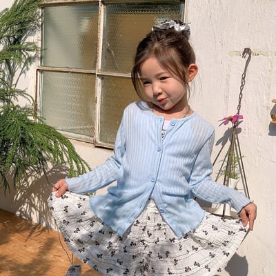 B1-033 春夏針織開襟坑條長袖防曬衣外套4