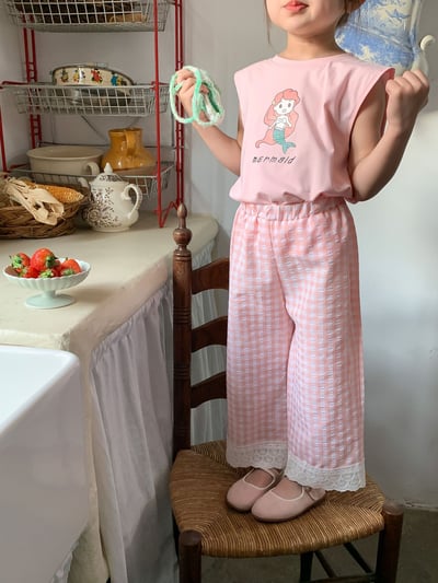 B1-060 薄格紋寬褲多巴胺防蚊褲3