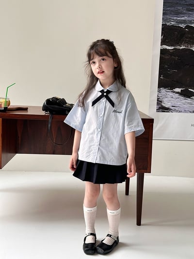 A1-014 泰式學院風小領結襯衫半身裙兩件套裝4