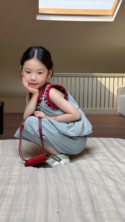 D1-009 韓版牛仔吊帶套裝 牛仔吊帶+七分褲3