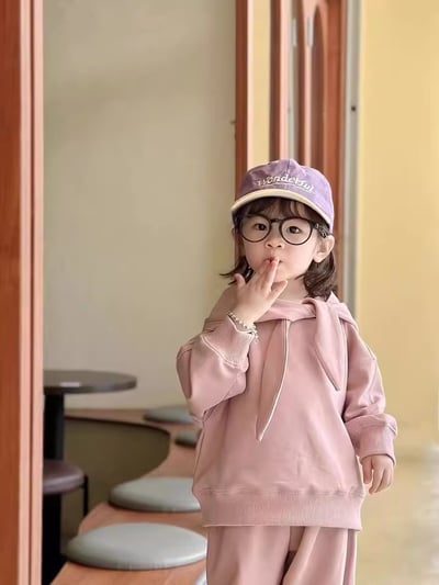 C1-046 尖尖帽圍巾加絨加厚上衣加長褲套裝3