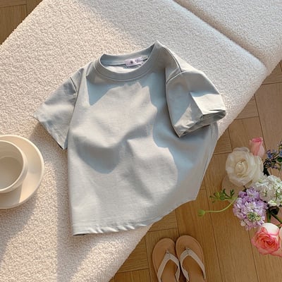 B1-054 百搭兒童純色柔軟短袖上衣8