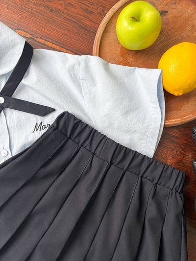 A1-014 泰式學院風小領結襯衫半身裙兩件套裝11