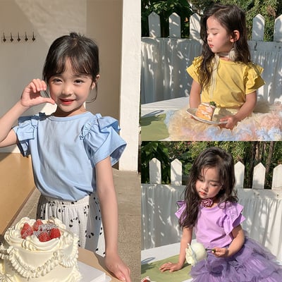 B1-013 女孩荷葉邊飛袖短袖上衣1