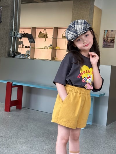 A1-006 全棉短褲女孩寶寶純色休閒三分褲子夏季韓版百搭熱褲13