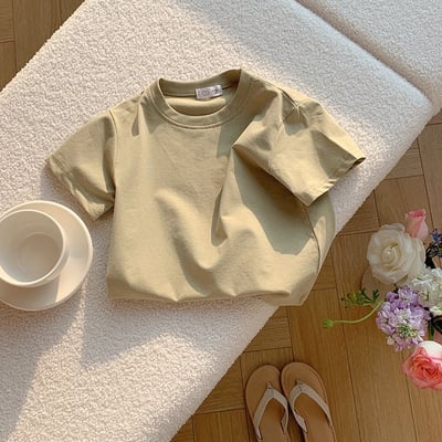 B1-054 百搭兒童純色柔軟短袖上衣7