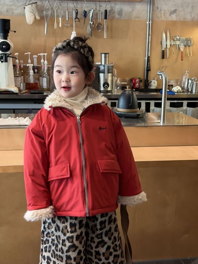 D1-024 夾棉毛領棉服兩面穿外套+加絨豹紋褲8