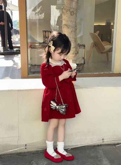 C1-039 聖誕新年閃閃亮密絲絨加絨加厚公主裙連身裙7