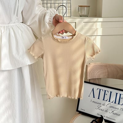 B1-041 冰絲莫代爾木耳捲邊透氣百搭短袖上衣10