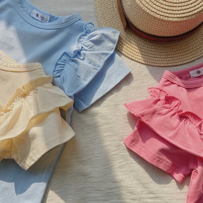 B1-013 女孩荷葉邊飛袖短袖上衣14