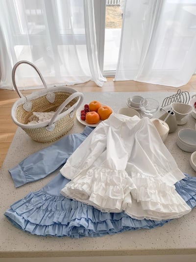 C1-043 長袖襯衫領拼接洋裝蛋糕裙11