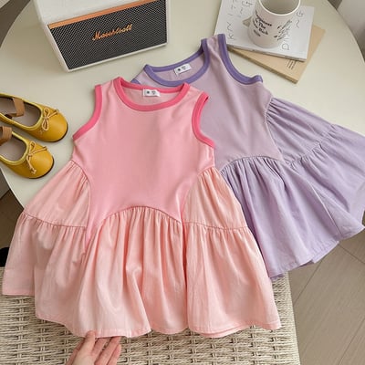 B1-049 個性拼接背心裙時髦洋氣百搭無袖公主裙3