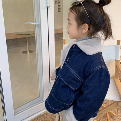 C1-059 仿兔毛超柔加毛牛仔口袋上衣夾克外套3