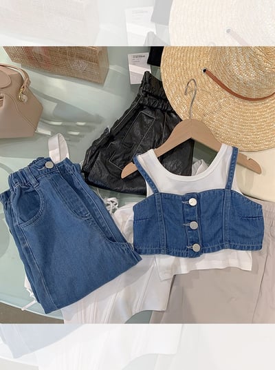 C1-007 吊帶短上衣加牛仔寬褲套裝7