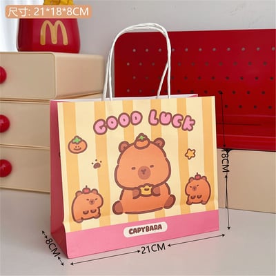 F1-0002 可愛水豚禮品袋便攜式手提禮物包裝袋創意紙袋購物袋禮物袋6