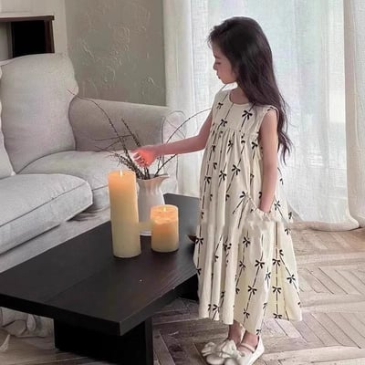 C1-073 蝴蝶結洋氣白裙洋裝公主裙背心裙2