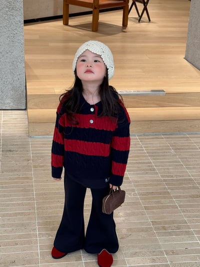 D1-021 紅條紋Polo領毛衣套裝9