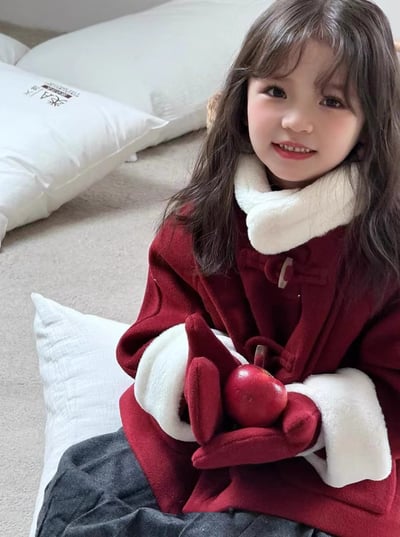 C1-034 聖誕新款棉衣厚實牛角扣羊絨呢料外套上衣送手套6