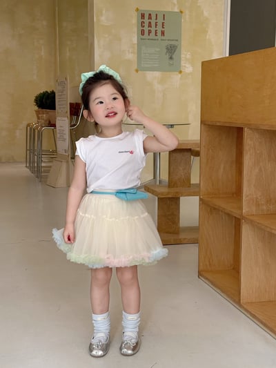 D1-006 韓版後背鏤空短袖/後背交上衣/彩色蓬裙4