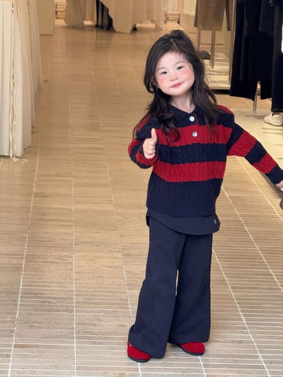 D1-021 紅條紋Polo領毛衣套裝5