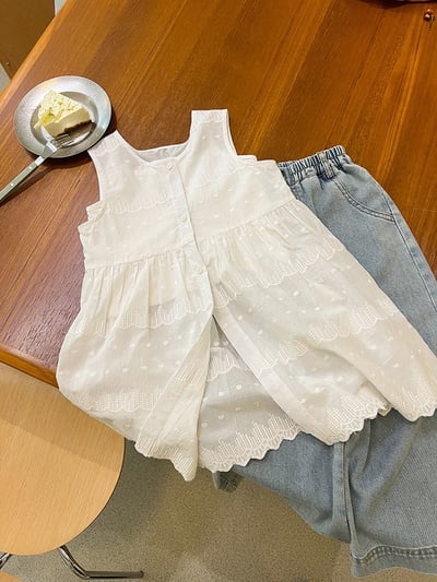 A1-005 氣質甜美蕾絲提花疊穿背心裙輕薄防曬無袖罩衫裙7