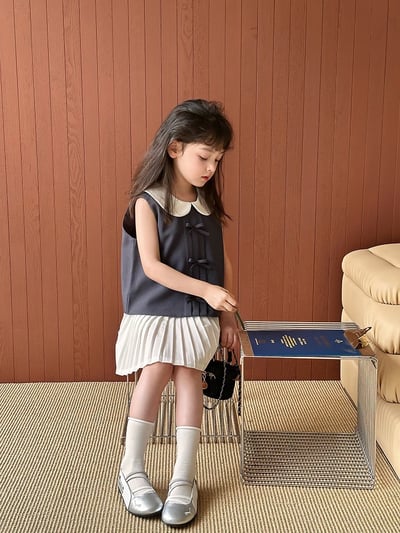 A1-018 韓版學院風蝴蝶結可愛娃娃領無袖上衣4