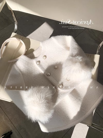 C1-051 新年夾棉加厚小香風毛絨絨外套加包臀裙套裝13