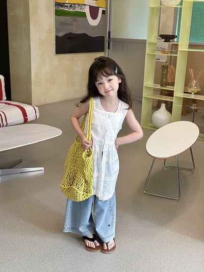 A1-005 氣質甜美蕾絲提花疊穿背心裙輕薄防曬無袖罩衫裙3