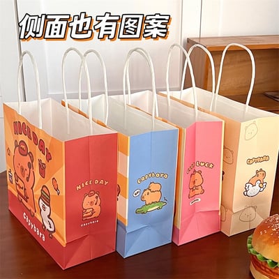 F1-0002 可愛水豚禮品袋便攜式手提禮物包裝袋創意紙袋購物袋禮物袋3