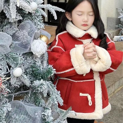 C1-036 聖誕新款鹿皮絨複合仿兔毛內裡保暖加厚外衣外套1