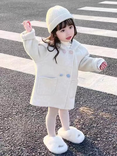C1-026 兔耳朵撞色夾棉加厚呢大衣外套3