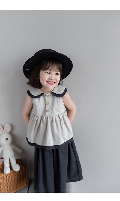 C1-015 娃娃領氣質法式寶寶上衣加寬褲套裝7