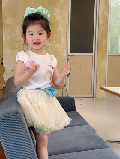 D1-006 韓版後背鏤空短袖/後背交上衣/彩色蓬裙3