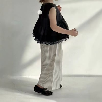 C1-087 洋氣黑色背心娃娃衫無袖蕾絲長褲套裝4