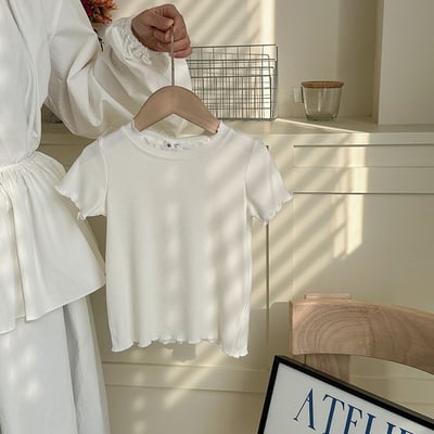 B1-041 冰絲莫代爾木耳捲邊透氣百搭短袖上衣5