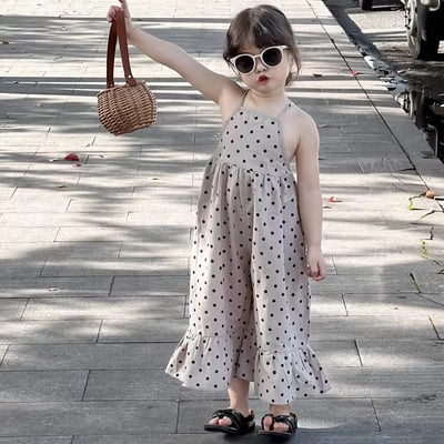 C1-065 韓版洋氣波點裙兒童公主長褲裙洋裝3