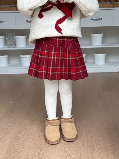 A1-034 聖誕新款毛呢氛圍感百褶短裙4
