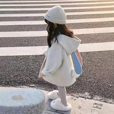 C1-026 兔耳朵撞色夾棉加厚呢大衣外套1