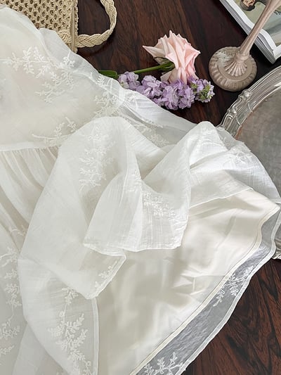 A1-015 氣度假風洋裝質感天絲條繡花公主背心裙8