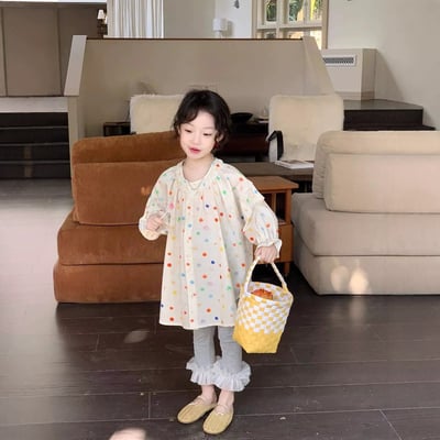 C1-061 韓版彩色圓點長襯衫加修身彈性打底褲2