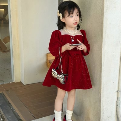 C1-039 聖誕新年閃閃亮密絲絨加絨加厚公主裙連身裙4