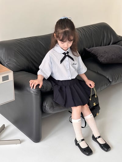 A1-014 泰式學院風小領結襯衫半身裙兩件套裝7