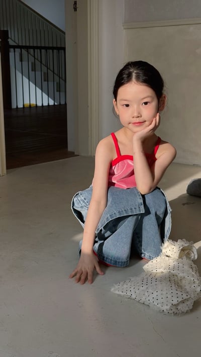 D1-011 韓版絲絨吊帶短版背心+牛仔裙褲7